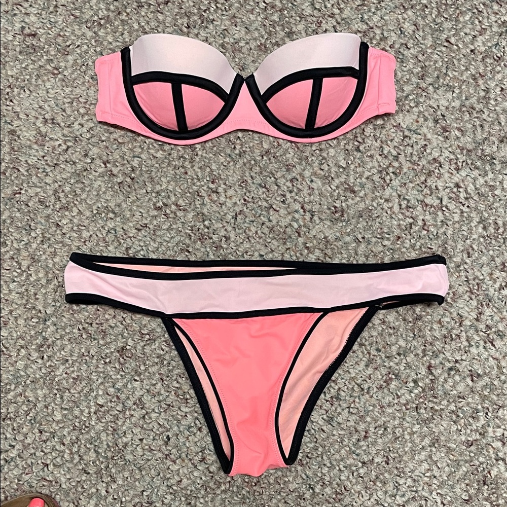 Victoria’s Secret pink and Black Women's Bikini Set